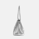 Women's Vintage Soft Leather Lock Close Shoulder Top Handle Bag In Silver Hardware