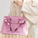 Women's Vintage Soft Leather Lock Close Shoulder Top Handle Bag In Silver Hardware