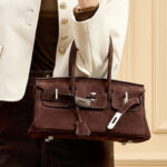 Women's Vintage Suede Full-Grain Leather Horizontal Top Handle Bag In Silver Hardware
