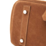 Women's Vintage Suede Full-Grain Leather Horizontal Top Handle Bag In Silver Hardware