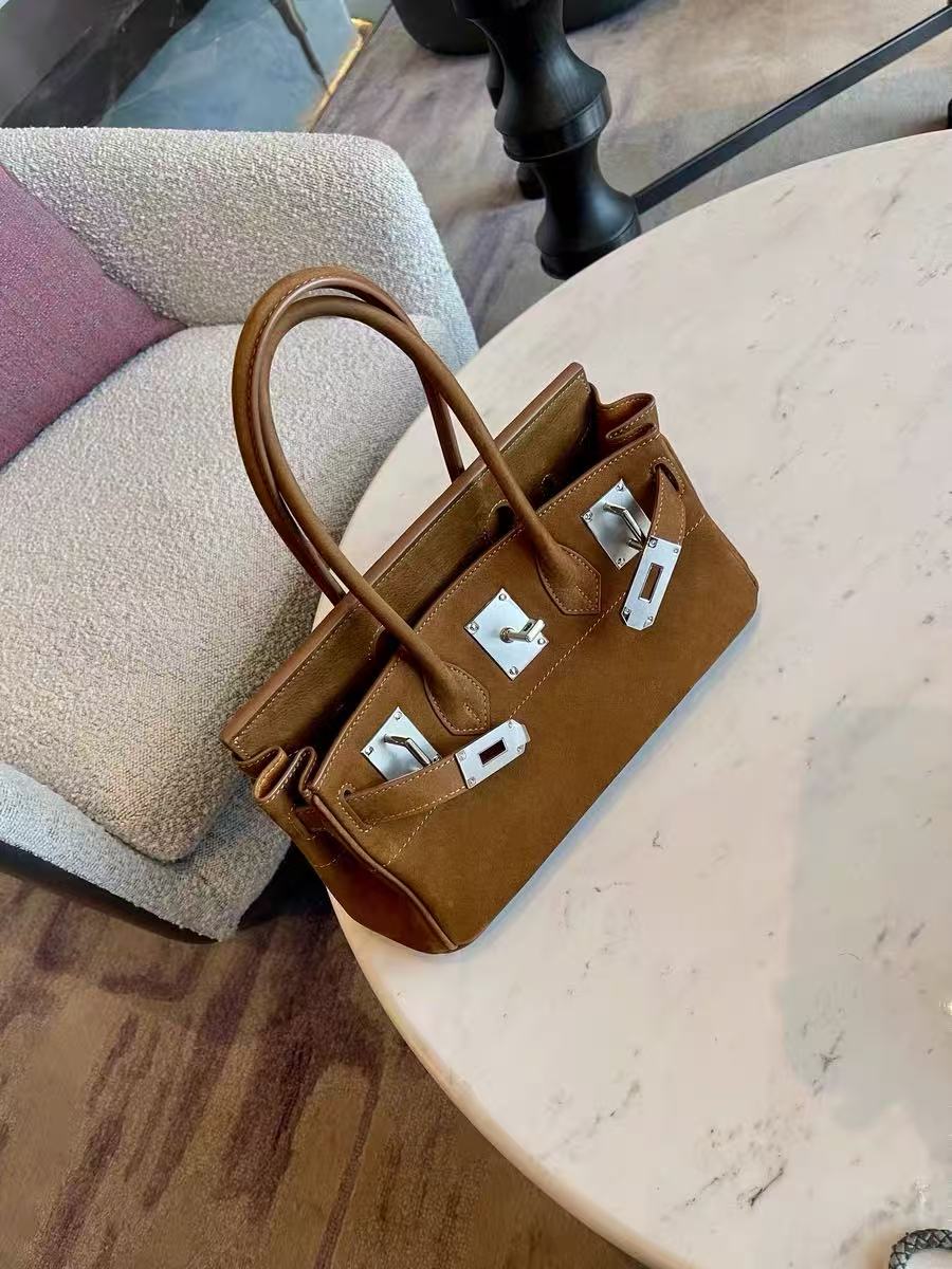 Women's Vintage Suede Full-Grain Leather Horizontal Top Handle Bag In Silver Hardware photo review
