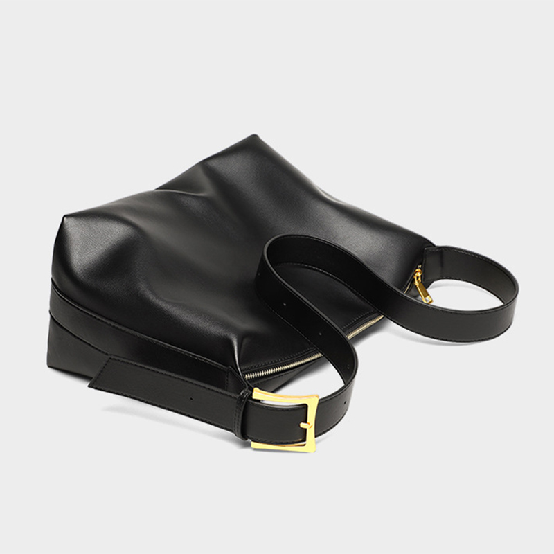 Sac hobo en cuir en forme d'oreiller avec fermeture à glissière pour femmes