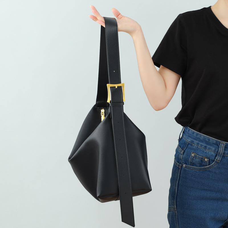 Sac hobo en cuir en forme d'oreiller avec fermeture à glissière pour femmes