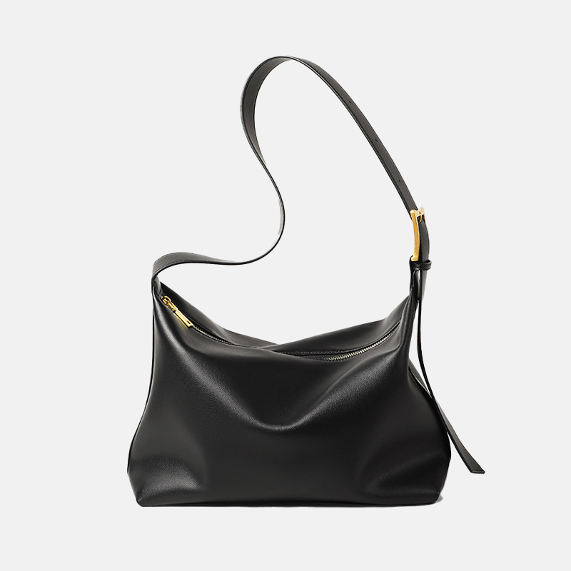 Sac hobo en cuir en forme d'oreiller avec fermeture à glissière pour femmes