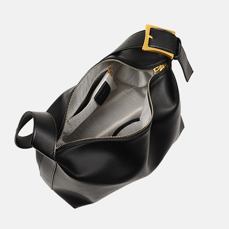Sac hobo en cuir en forme d'oreiller avec fermeture à glissière pour femmes