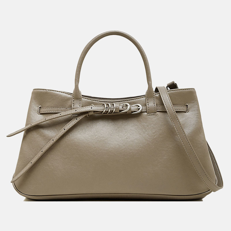 Damen Vollnarbenleder Schnallenverschluss Crossbody Schulterriemen Satchel Handtasche