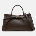 Damen Vollnarbenleder Schnallenverschluss Crossbody Schulterriemen Satchel Handtasche