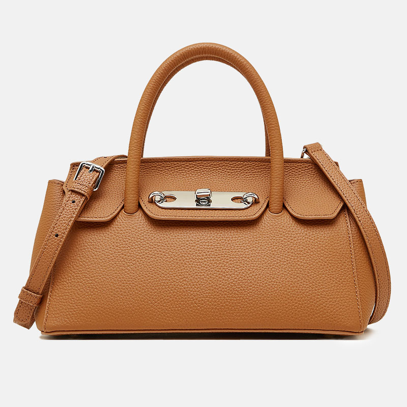Women's Full-Grain Leather Crossbody Shoulder Top Handle Bag In