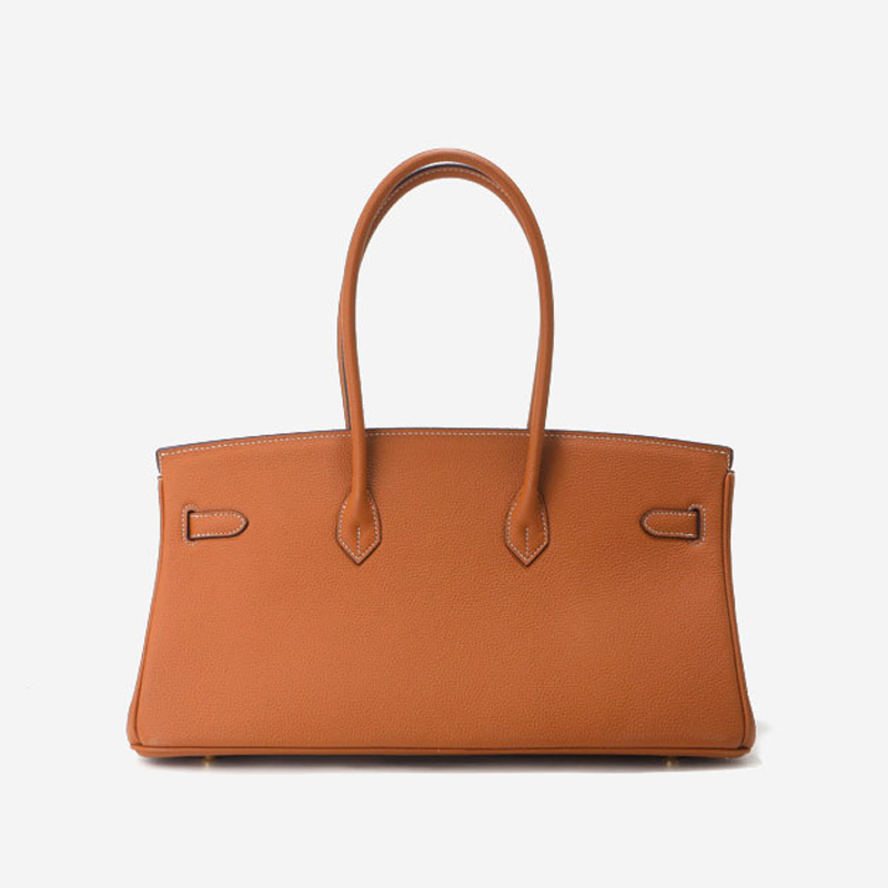 Women's Full-Grain Leather Top Handle Handbag In Gold Hardware 40CM