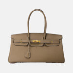 Women's Full-Grain Leather Top Handle Handbag In Gold Hardware 40CM