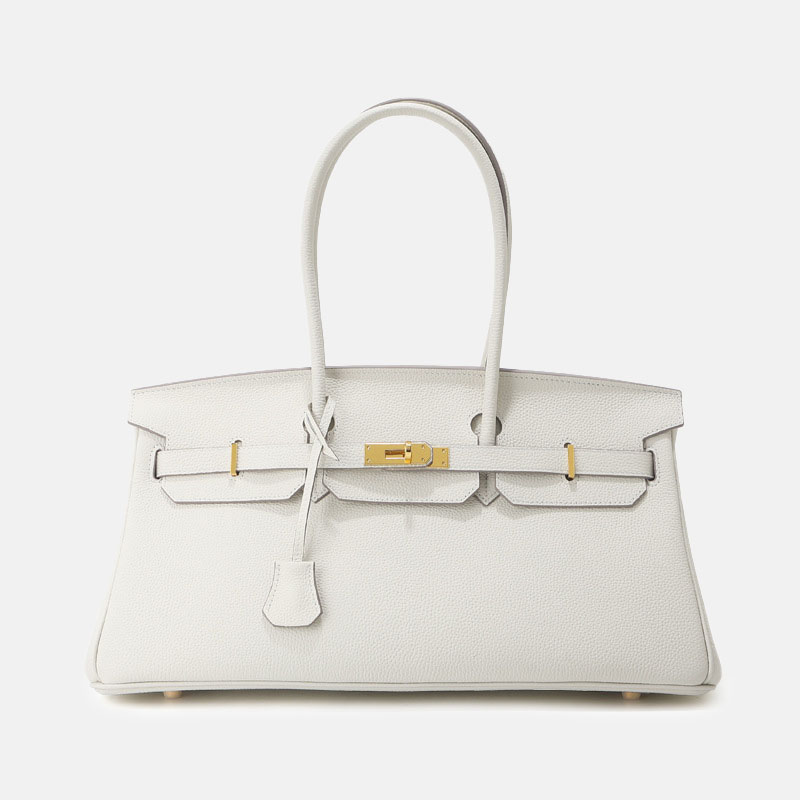 Women's Full-Grain Leather Top Handle Handbag In Gold Hardware 40CM