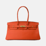 Women's Full-Grain Leather Top Handle Handbag In Gold Hardware 40CM