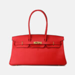 Women's Full-Grain Leather Top Handle Handbag In Gold Hardware 40CM
