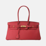 Women's Full-Grain Leather Top Handle Handbag In Gold Hardware 40CM