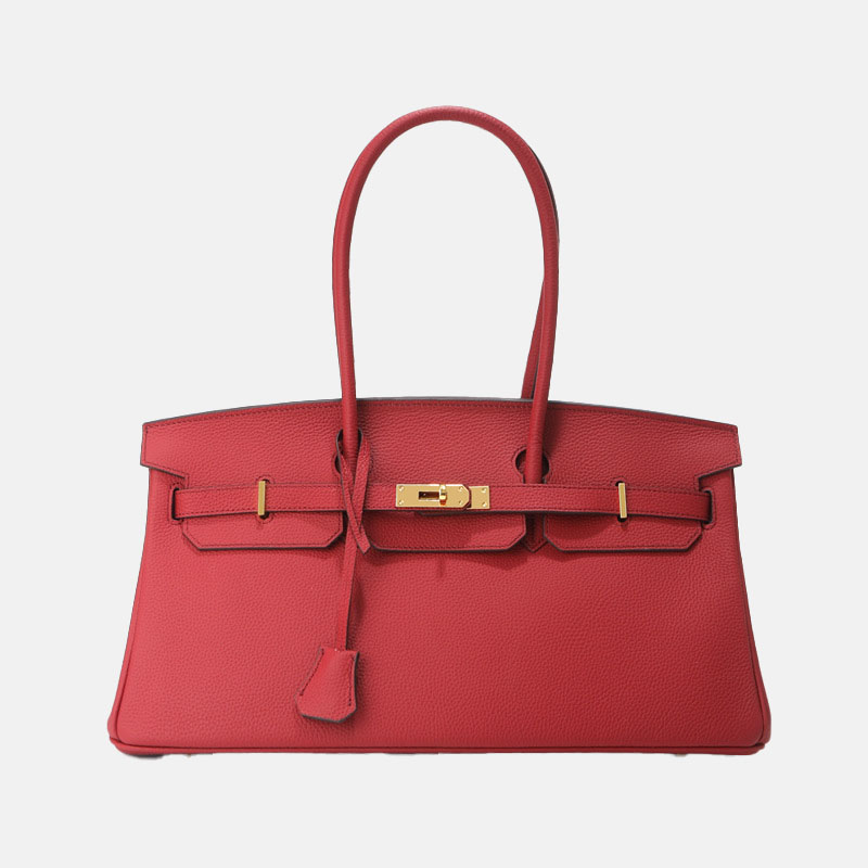 Women's Full-Grain Leather Top Handle Handbag In Gold Hardware 40CM