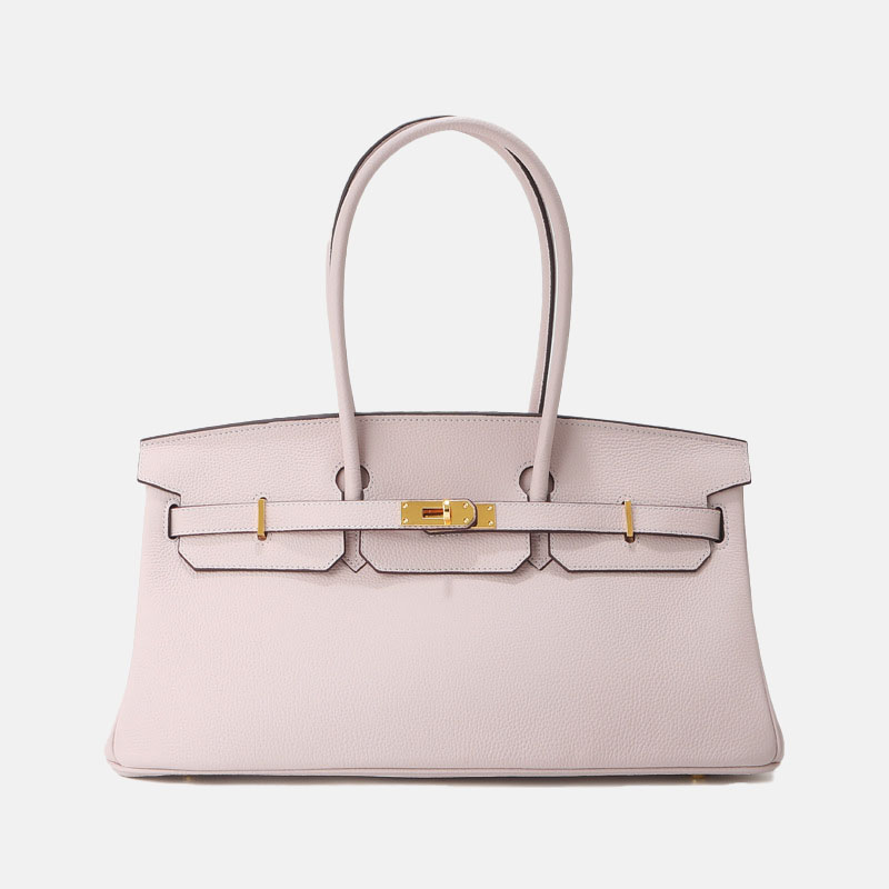 Women's Full-Grain Leather Top Handle Handbag In Gold Hardware 40CM