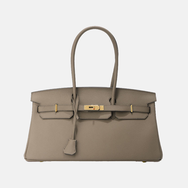 Women's Full-Grain Leather Top Handle Handbag In Gold Hardware 40CM