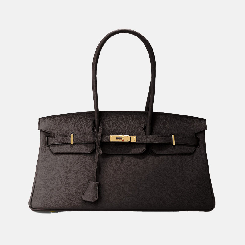 Women's Full-Grain Leather Top Handle Handbag In Gold Hardware 40CM
