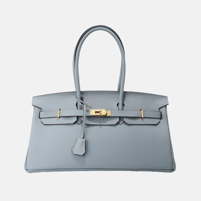 Women's Full-Grain Leather Top Handle Handbag In Gold Hardware 40CM