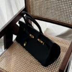 Women's Full-Grain Leather Top Handle Handbag In Gold Hardware 40CM