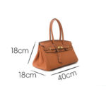 Women's Full-Grain Leather Top Handle Handbag In Gold Hardware 40CM