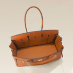 Women's Full-Grain Leather Top Handle Handbag In Gold Hardware 40CM