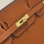 Women's Full-Grain Leather Top Handle Handbag In Gold Hardware 40CM