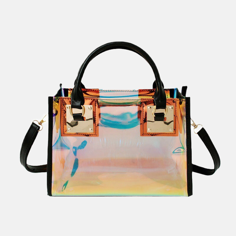 Fourre-tout holographique en PVC transparent avec bandoulière pour femmes