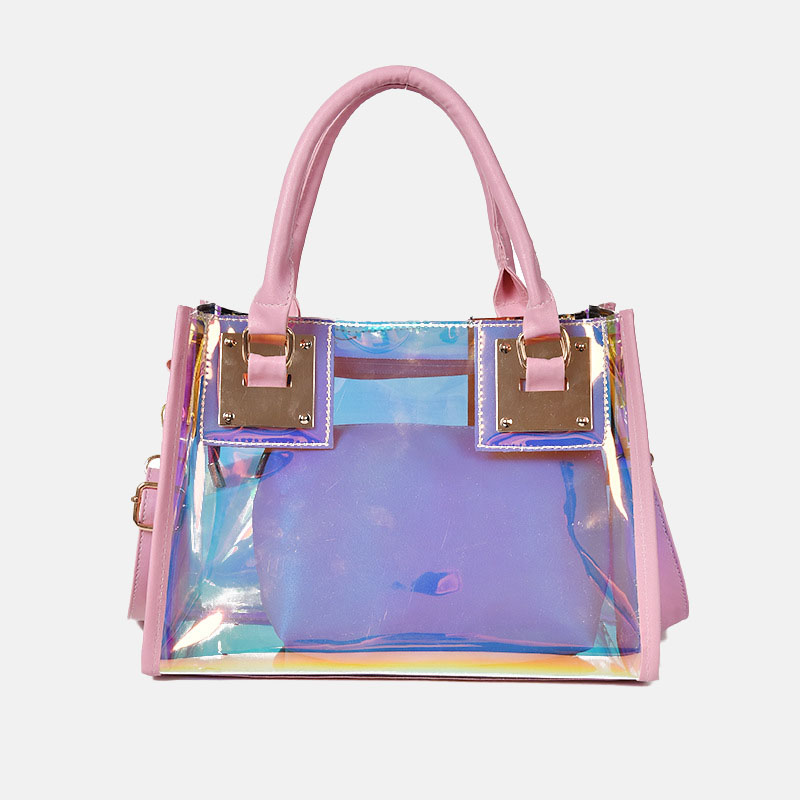 Fourre-tout holographique en PVC transparent avec bandoulière pour femmes