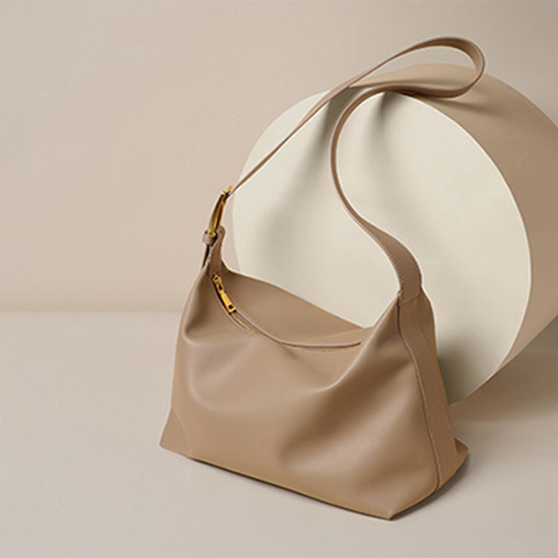 Sac hobo en cuir en forme d'oreiller avec fermeture à glissière pour femmes