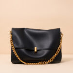 Women's Minimalist Cowhide Leather Chain Strap Shoulder Messenger Bag In Gold Hardware