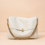 Women's Minimalist Cowhide Leather Chain Strap Shoulder Messenger Bag In Gold Hardware
