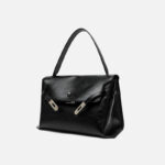 Women's Minimalist Cowhide Leather Flap Shoulder Handbag In Silver Hardware