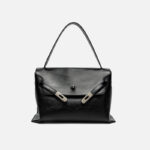 Women's Minimalist Cowhide Leather Flap Shoulder Handbag In Silver Hardware