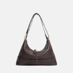 Women's Minimalist Full-Grain Leather Ziptop Crossbody Shoulder Hobo Bag