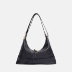 Women's Minimalist Full-Grain Leather Ziptop Crossbody Shoulder Hobo Bag