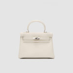 Women's Minimalist Genuine Leather Buckle Crossbody Strap Shoulder Top Handle Bag In Silver Hardware