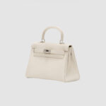 Women's Minimalist Genuine Leather Buckle Crossbody Strap Shoulder Top Handle Bag In Silver Hardware