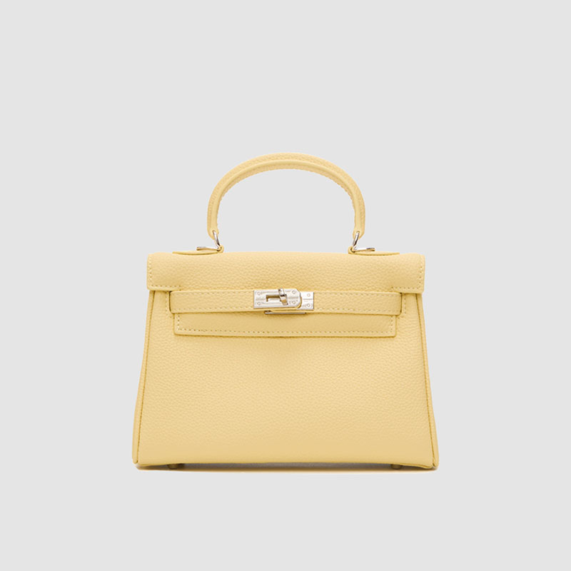 Sac à main à bandoulière en cuir véritable avec boucle pour les femmes, avec poignée en argent