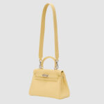 Women's Minimalist Genuine Leather Buckle Crossbody Strap Shoulder Top Handle Bag In Silver Hardware
