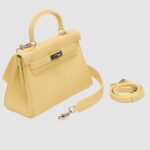 Women's Minimalist Genuine Leather Buckle Crossbody Strap Shoulder Top Handle Bag In Silver Hardware