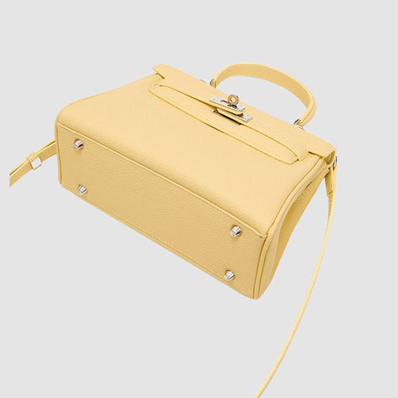 Women's Minimalist Genuine Leather Buckle Crossbody Strap Shoulder Top Handle Bag In Silver Hardware