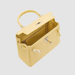 Women's Minimalist Genuine Leather Buckle Crossbody Strap Shoulder Top Handle Bag In Silver Hardware