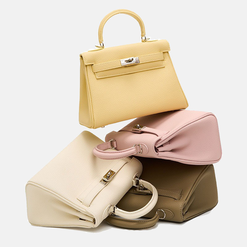 Women's Minimalist Genuine Leather Buckle Crossbody Strap Shoulder Top Handle Bag In Silver Hardware