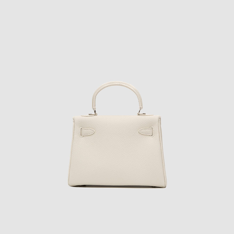 Women's Minimalist Genuine Leather Buckle Crossbody Strap Shoulder Top Handle Bag In Silver Hardware
