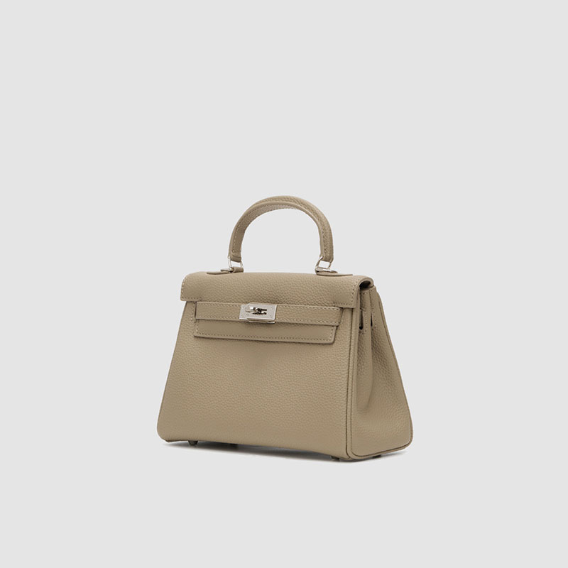 Women's Minimalist Genuine Leather Buckle Crossbody Strap Shoulder Top Handle Bag In Silver Hardware