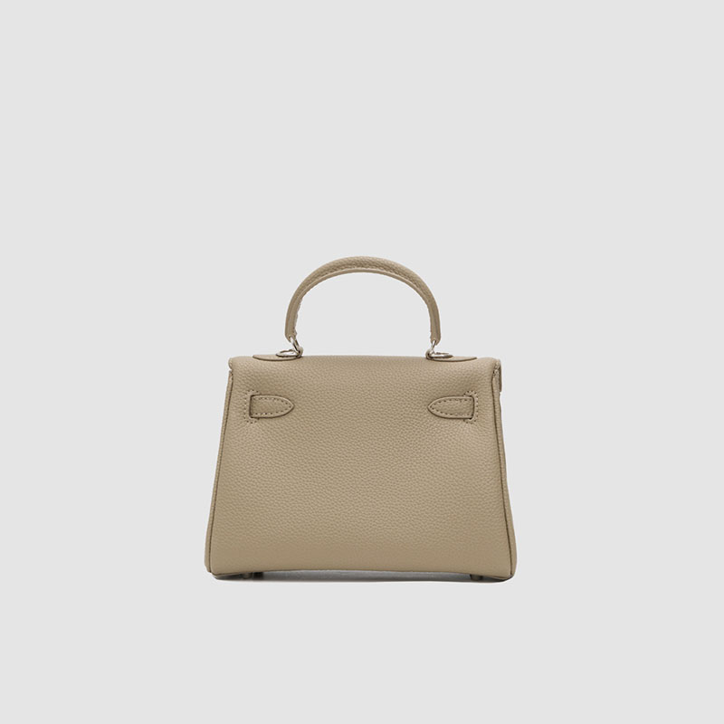 Women's Minimalist Genuine Leather Buckle Crossbody Strap Shoulder Top Handle Bag In Silver Hardware