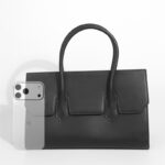 Women's Minimalist Genuine Leather Flap Top Handle Bag In Crossbody Strap