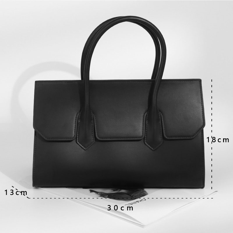 Women's Minimalist Genuine Leather Flap Top Handle Bag In Crossbody Strap