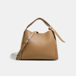 Minimalistische Eimerhandtasche aus echtem Leder mit Umhängeriemen für Frauen